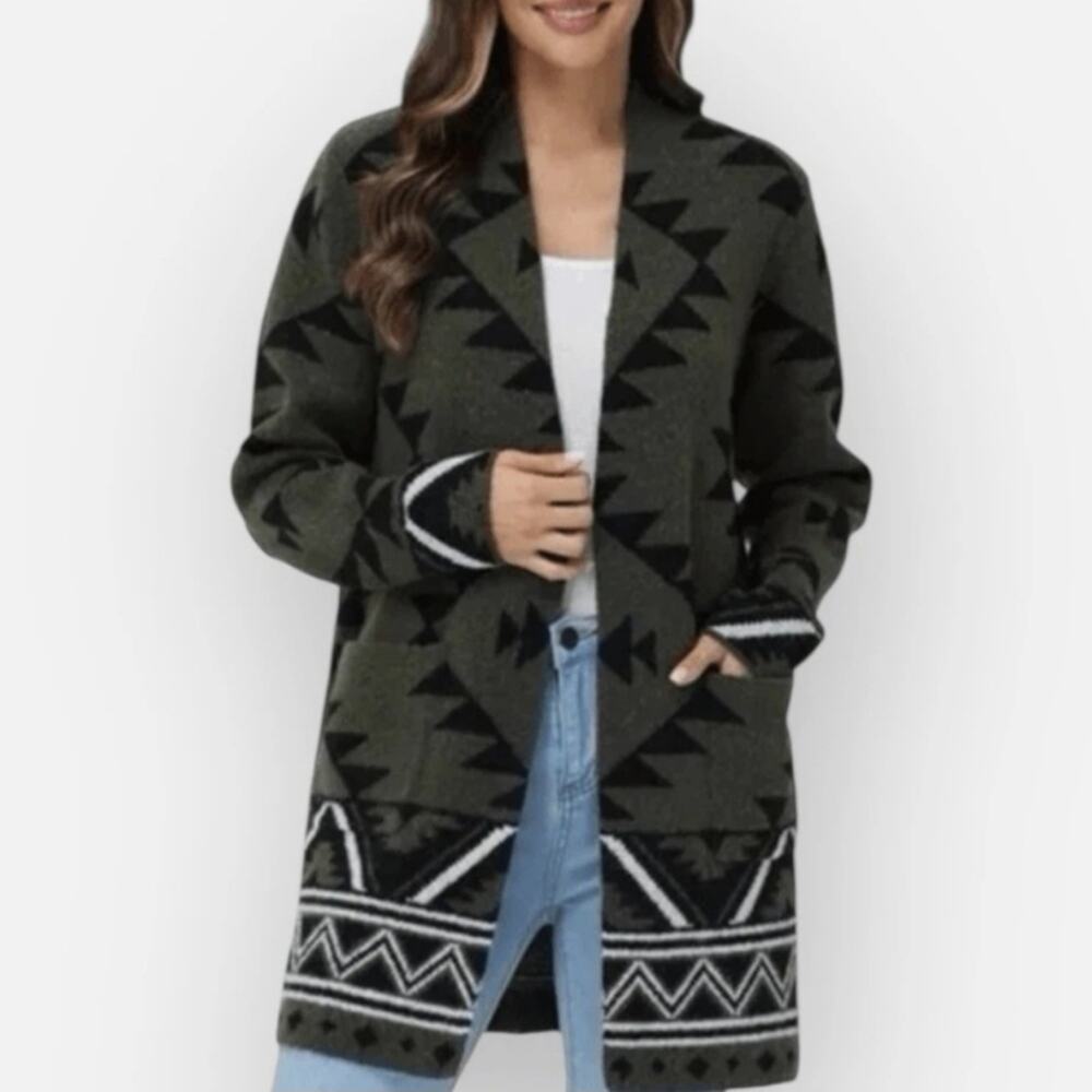 FRYE Women's Geometric Patterned Sweater Cardigan Size S